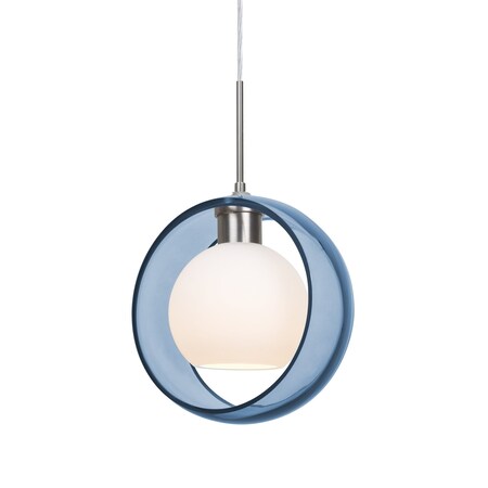 Besa Lighting Mana Pendant, Blue, Satin Nickel Finish, 1x60W Incandescent 1JT-MANABL-SN